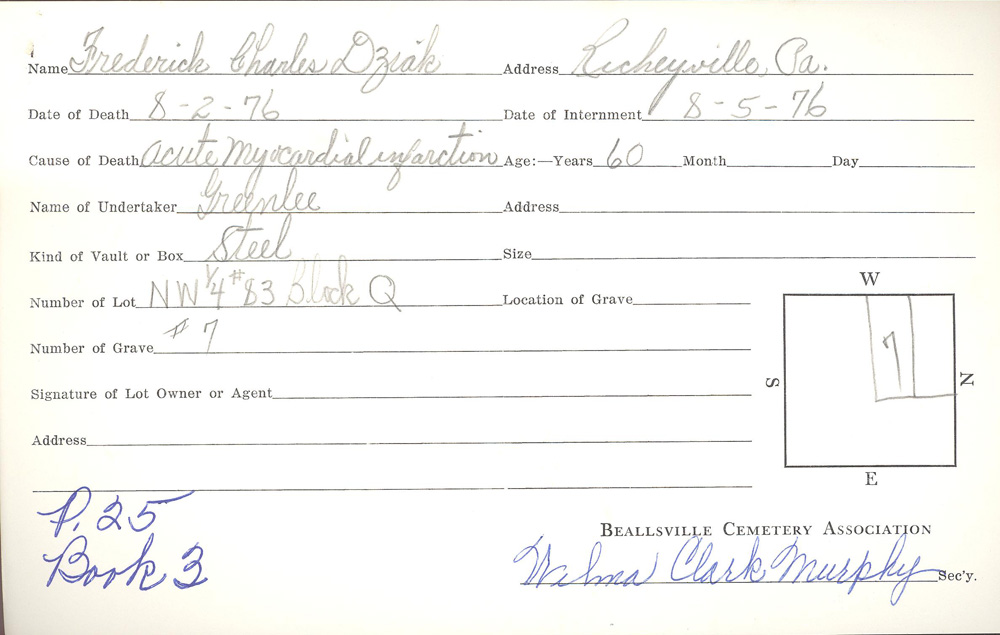 burial card
